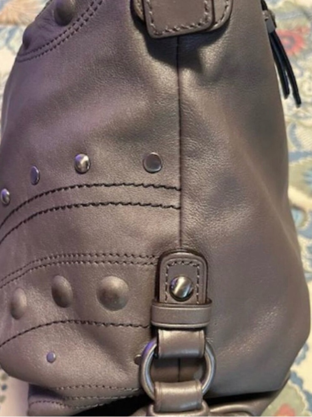 Coach Taupe/Gray Leather Hobo Shoulder Bag EUC - Picture 10 of 12